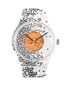 Unisex Orange Pusher Silicone White (Orange Semitransparent Circle) Dial Watch