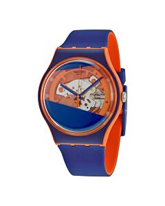 Unisex Originals Silicone Solid Blue and Orange Skeleton Dial Watch