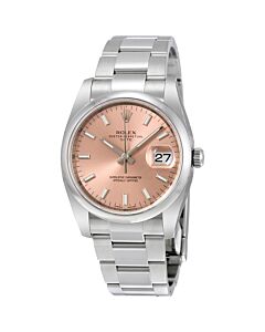 Unisex Oyster Perpetual Date 34 Stainless Steel Rolex Oyster Pink Dial
