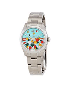 Unisex Oyster Perpetual Stainless Steel Oyster Turquoise Celebration-motif Dial Watch