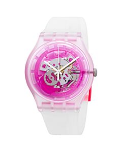 Unisex Pinkmazing Silicone Pink Skeleton Dial Watch