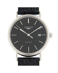 Unisex Presence Leather Black Dial Watch
