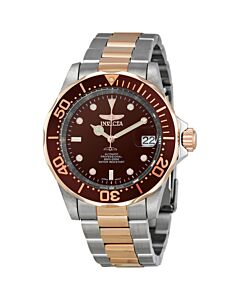 Unisex Pro Diver Two-tone (Silver and Rose Gold-tone) Steel Brown Sunray Dial