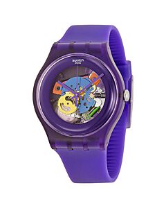 Unisex Purple Lacquered Silicone Purple Transparent Dial Watch