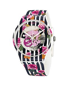Unisex Rose Explosion Rose Patterned Silicone Rose Patterned See Through Dial Watch
