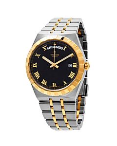 Unisex Royal Stainless Steel with 18kt Yellow Gold Links Black Dial Watch