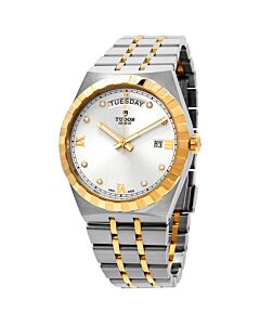 Unisex Royal Stainless Steel with18kt Yellow Gold Links Silver Dial Watch