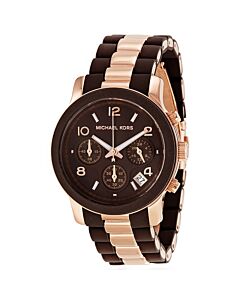 Unisex Runway Chronograph Rose Gold-tone Stainless Steel with Brown Silicone Brown Dial Dial Watch