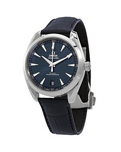 Unisex Seamaster Leather Blue Dial Watch