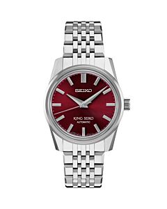 Unisex Luxe King Seiko Stainless Steel Red Dial Watch