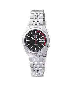 Unisex Seiko 5 Stainless Steel Black Dial Watch