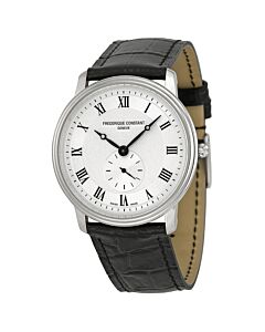 Unisex Slimline Leather Silver Guilloche Dial Watch