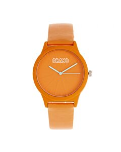 Unisex Splat Leatherette Orange Dial Watch