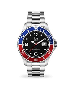 Unisex-ICE-steel---United-silver---Medium---3H-Stainless-Steel-Black-Dial-Watch