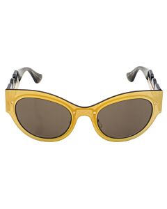 Versace 53 mm Transparent Brown Mirror Gold Sunglasses