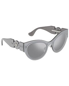 Versace 53 mm Transparent Grey Mirror Silver Sunglasses