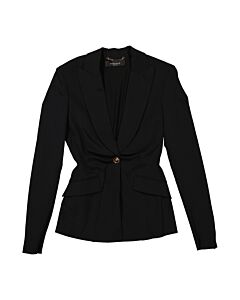 Versace Ladies Black Single-Breasted Silk-Blend Blazer
