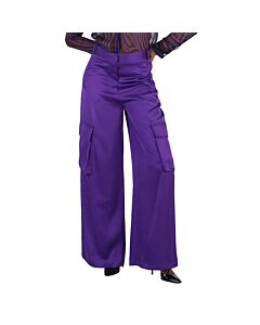 Versace Ladies Bright Dark Orchid Wide-Leg Cargo Pants