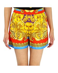 Versace Ladies Heritage Baroque Print Silk Shorts