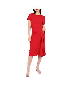 Versace Ladies Scarlet Draped Asymmetric Midi Dress, Brand Size 38 (US Size 2)