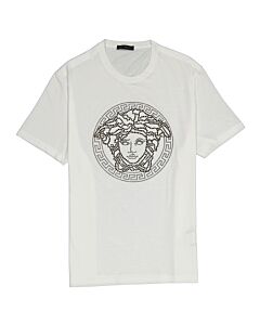 Versace Ladies White / Multi Studded Medusa T-shirt
