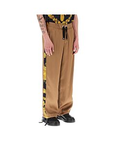 Versace Men's Black And Gold Barocco Print Track Pants