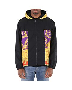 Versace Men's Heritage Print Royal Rebellion Accent Hooded Jacket, Brand Size 50 (US Size 40)