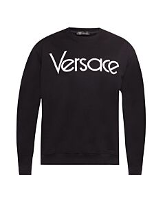Versace Men's Logo Print Cotton Sweatshirt In Black, Brand Size Medium