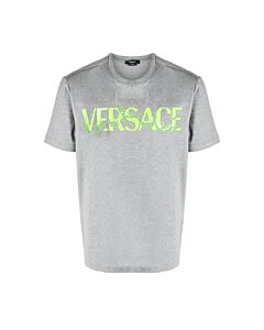 Versace Men's Medium Grey Logo Print Tee