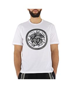 Versace Men's T-Shirt White W Medusa Embroid