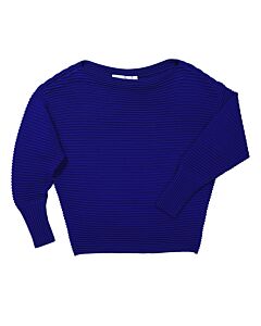 Victoria Beckham Ladies Sweaters Blue One Shoulder Sweater, Brand Size 2