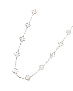 Vintage Alhambra long necklace, 20 motifs, Mother of Pearl, 18kt White Gold