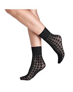 Wolford Ladies Black Dylan Houndstooth Net Socks