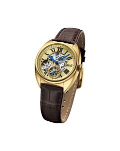 Women's 5th Ave Genuine Leather Gold-tone Dial Watch