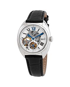 Women's 5th Ave Leather White (Skeleton) Dial Watch