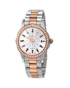 Women's Admiral Stainless Steel with 18kt Rose Gold Center Links Mother of Pearl Dial Watch