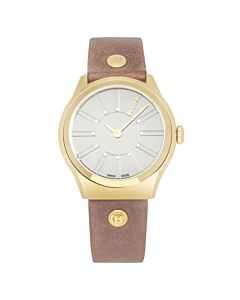 Women's Adria Leather Silver-tone Dial Watch