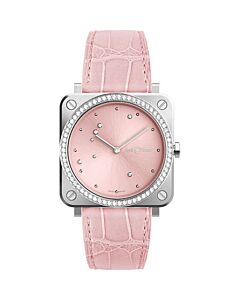 Women's Alligator Leather Pink Sunray Dial Watch