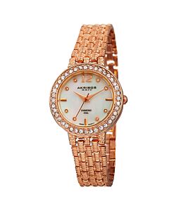 Women's Rose Silver-tone Alloy White Mother of Pearl Dial