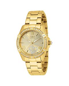 Women's Angel Stainless Steel Gold Crystal-set Dial Watch