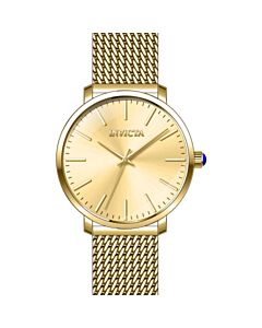 Women's Angel Stainless Steel Mesh Gold-tone Dial Watch