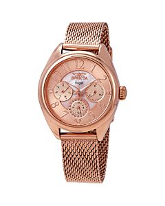 Women's Angel Stainless Steel Mesh Rose Gold-tone Dial
