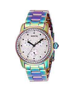 Women's Angel Stainless Steel Pave and White Dial Watch