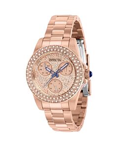 Women's Angel Stainless Steel Rose (Crystal Pave) Dial Watch