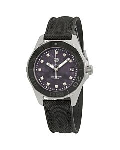 Women's Aquaracer Textile (Rubber Backed) Black Mother of Pearl Dial