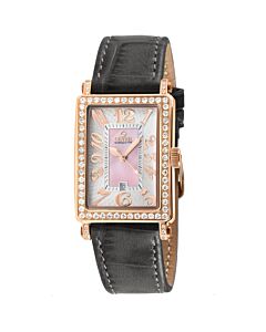 Women's Avenue of Americas Mini Diamond Genuine Leather Mother of Pearl Dial Watch