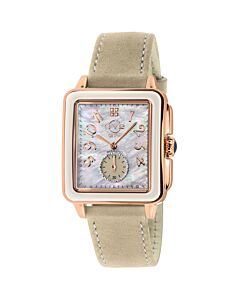 Women's Bari Enamel Genuine Leather Mother of Pearl Dial Watch