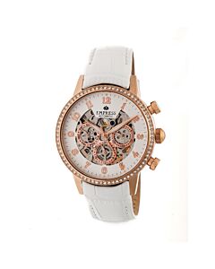 Women's Beatrice Leather White (Skeleton Center) Dial Watch