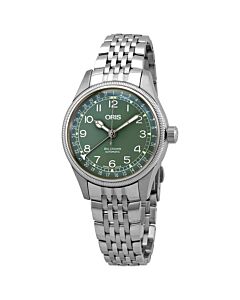 Women's Big Crown Pointer Stainless Steel Green Dial Watch