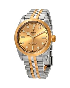 Women's Black Bay 32 Stainless Steel with 18kt Yellow Gold Links Champagne Dial Watch